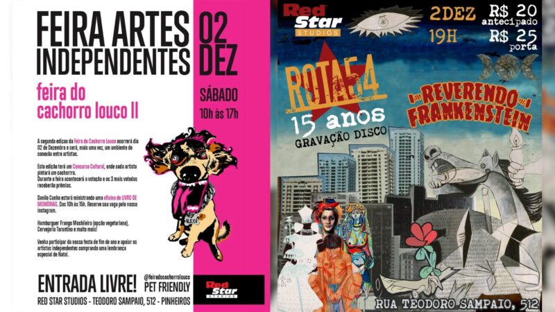 02/12 no Red Star Studios: Feira do Cachorro Louco II e Rota 54/Reverendo Frankenstein